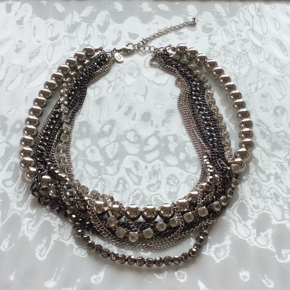 Multi layered silver necklace 16 - 18 inches 3/$10